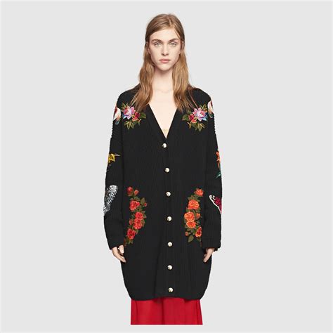 cardigan mujer gucci|gucci embroidered oversized cardigan.